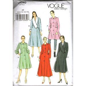 Vogue V9040 Misses 6 to 14 Fitted and Flared Coat Uncut Sewing Pattern